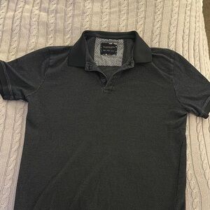 Denim & Flower Size M Navy and Gray Polo Shirt Classic Knit